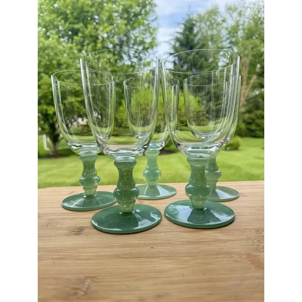 Villeroy & Boch Isabelle Green Dark Jade 12 Oz Water Goblets~set Of 5